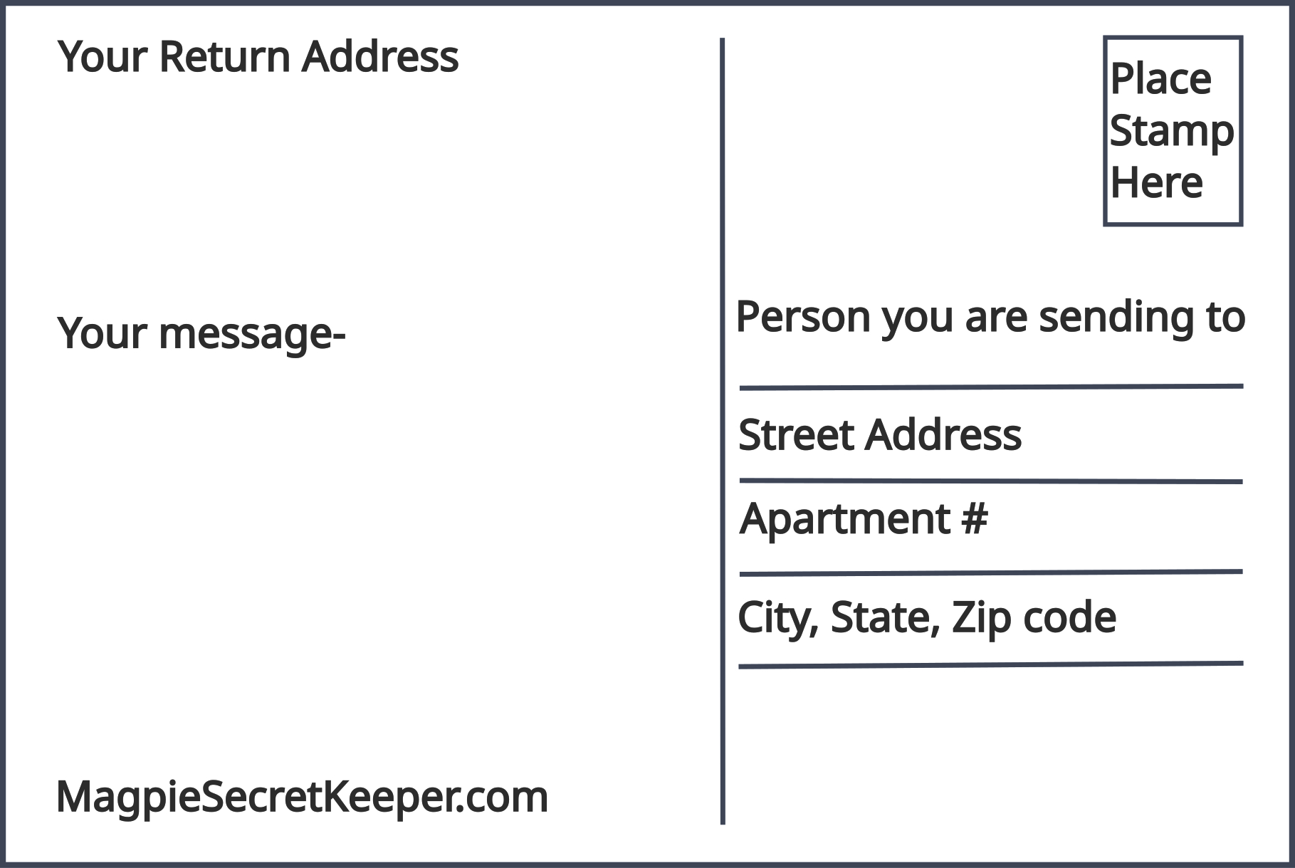 a sample postcard demonstrating where to write addresses